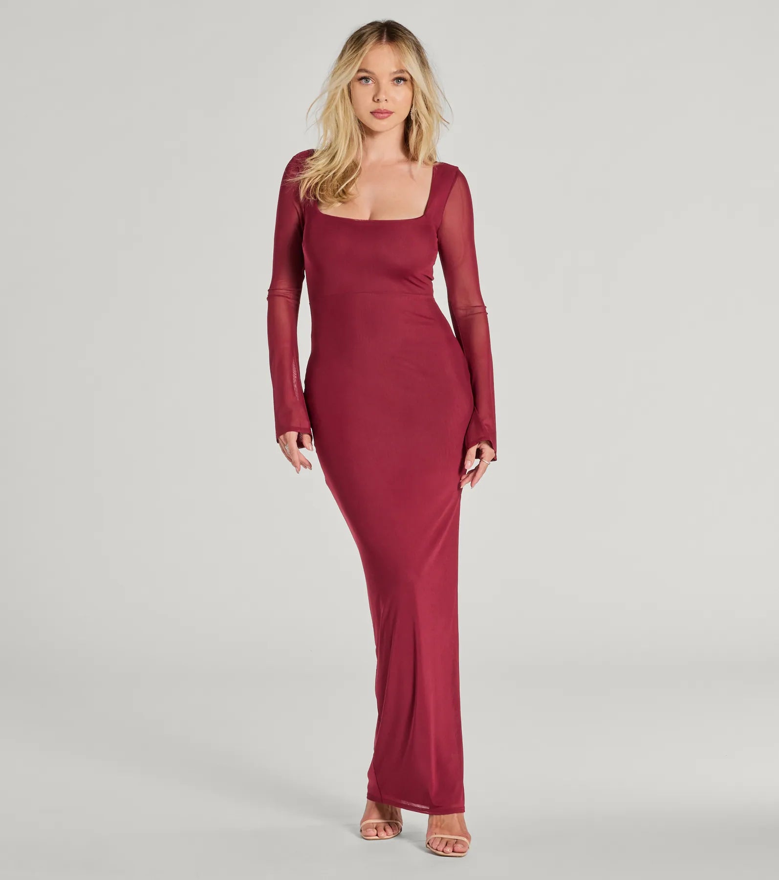 Becka Formal Mesh High Slit Long Dress
