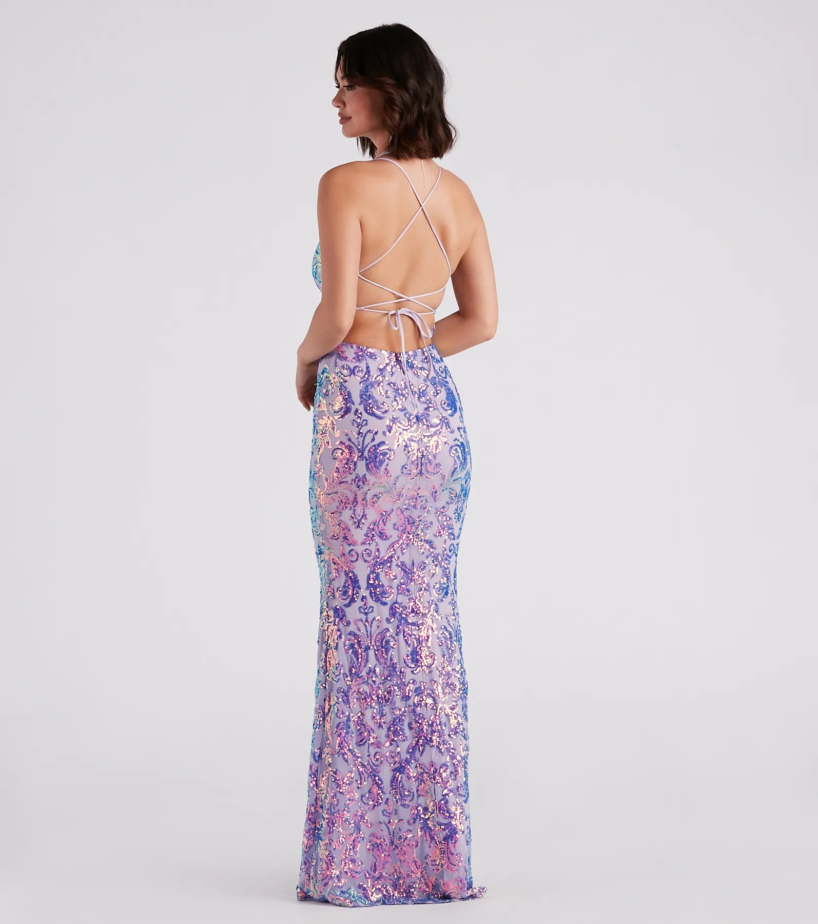 Taisia Formal Sequin Scroll Dress