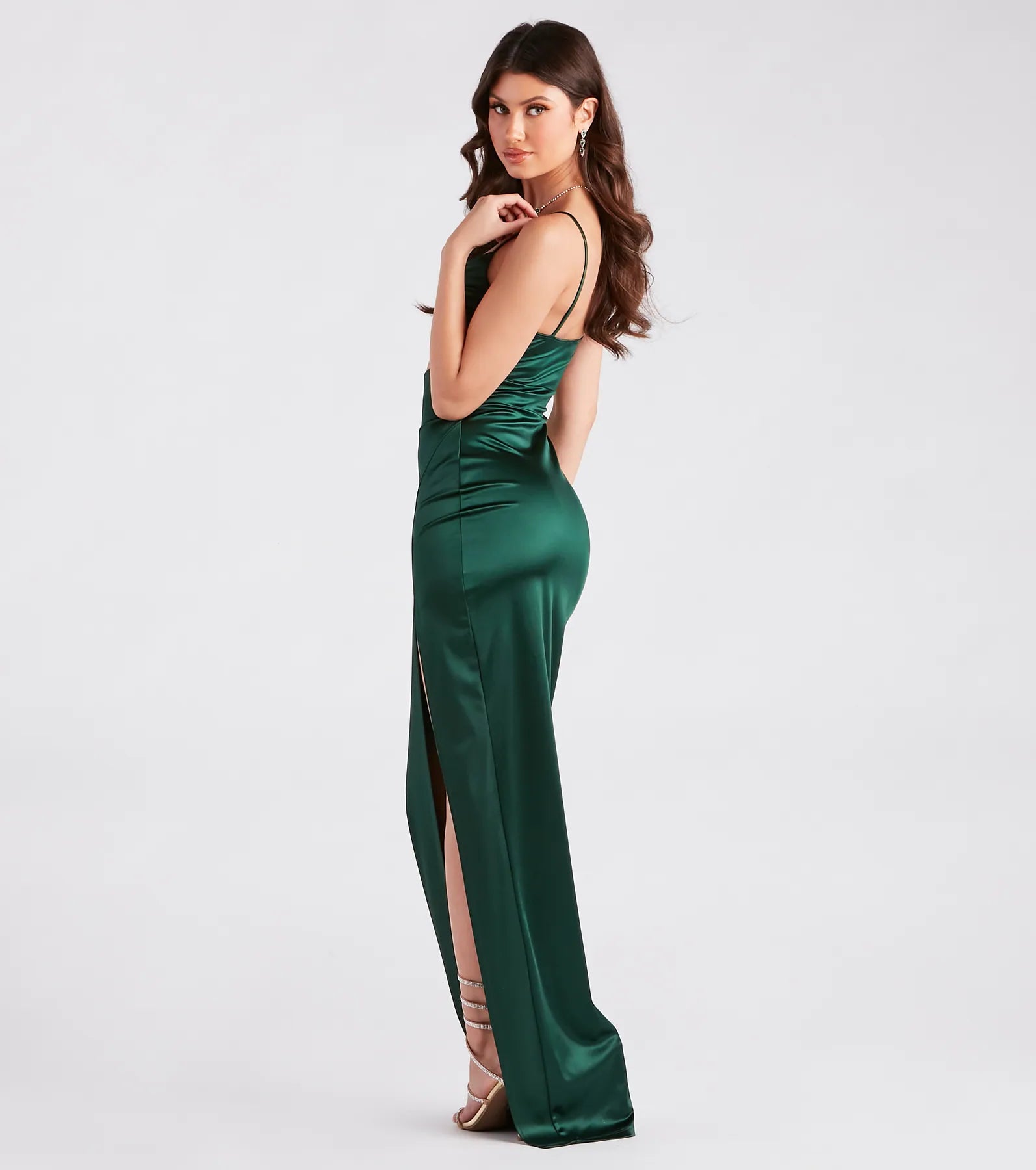 Kyla Cutout High Slit Satin Formal Dress