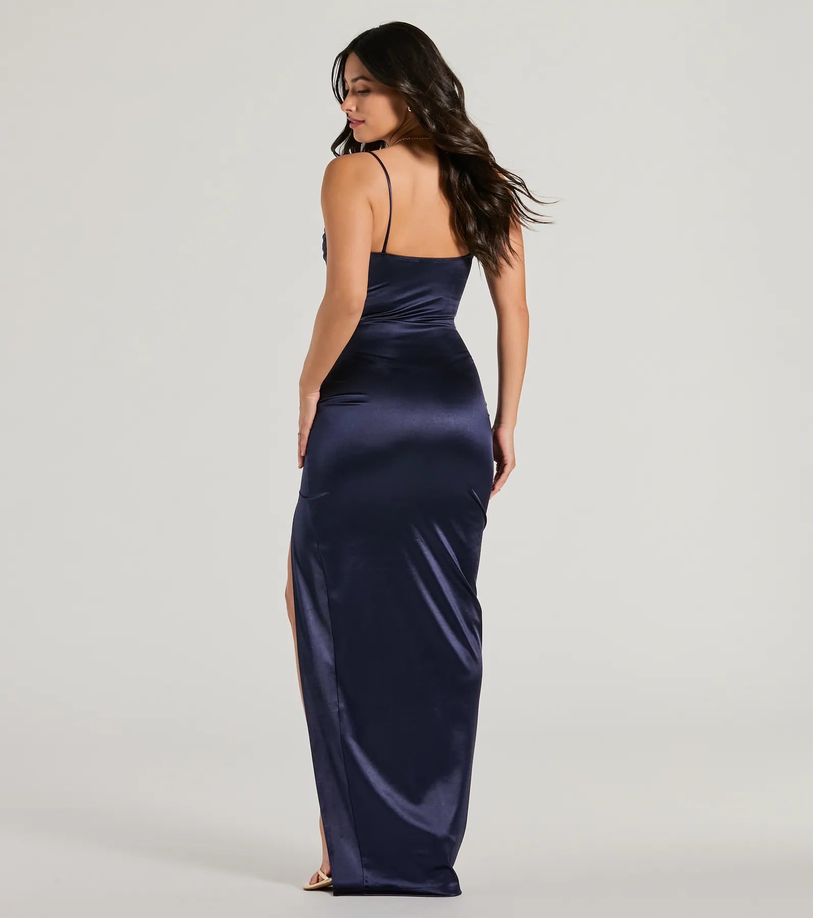 Kyla Cutout High Slit Satin Formal Dress