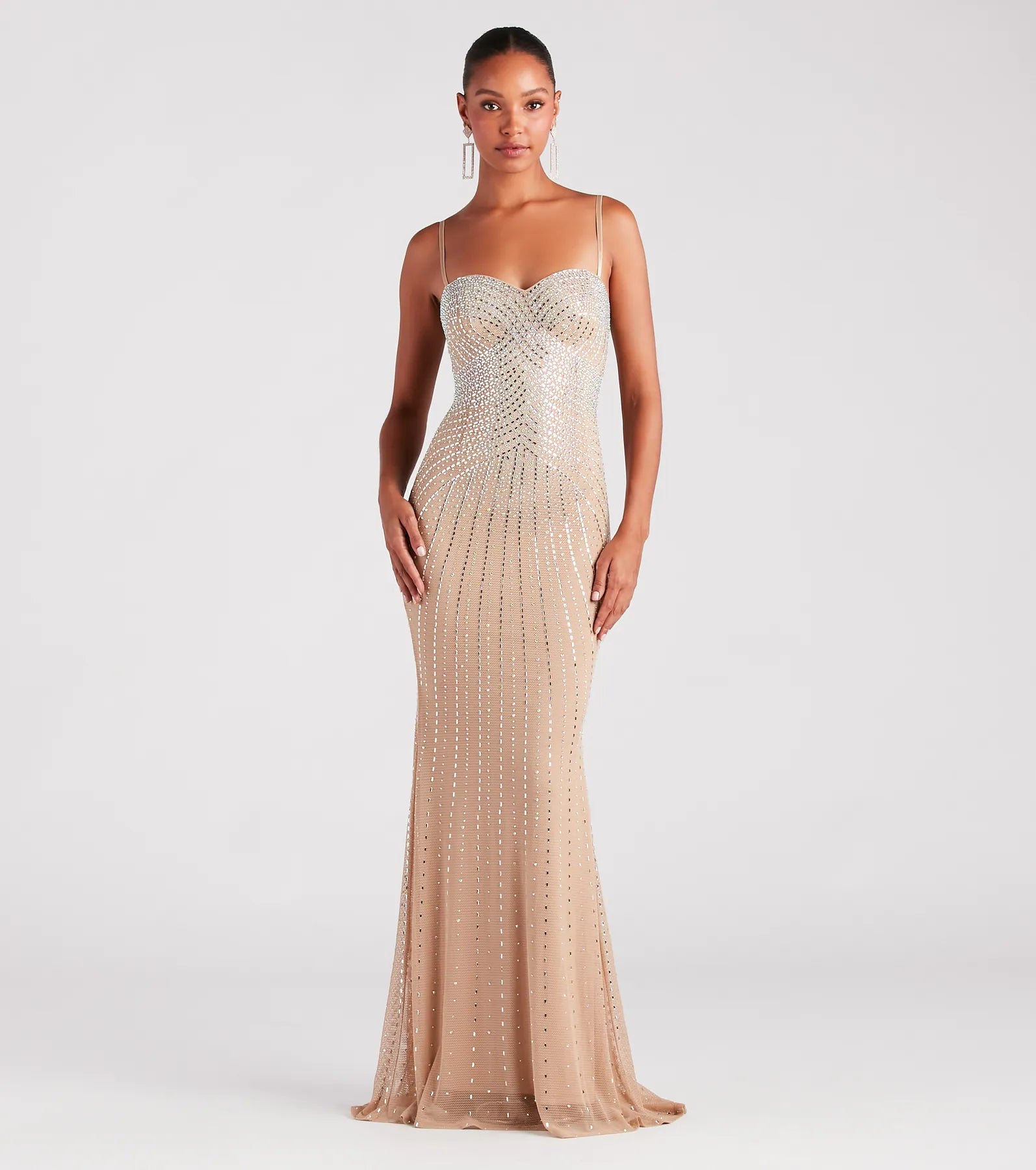 Tori Formal Rhinestone Mermaid Long Dress